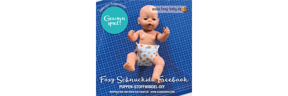 Verlosung Nähmuster Puppenwindeln vom DIY Foxy Schnuckidu Puppenwindel Schnittmuster - Foxy Puppenwindel by Foxy Baby | Schnuckidu Stoffe 