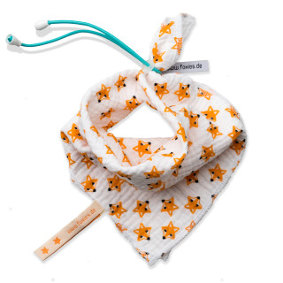 Foxy Baby Musselintücher Spucktuch Windel Lätzchen Doppelpack mit Lätzchenhalter Orange