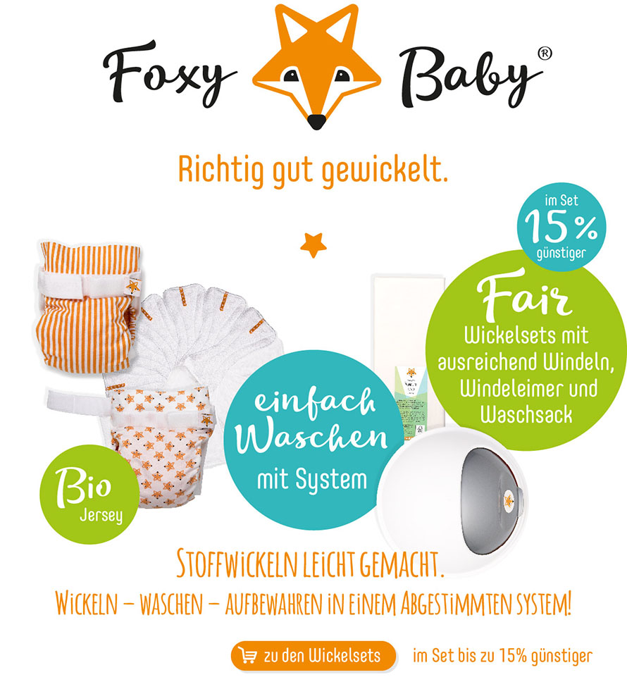 Stoffwindeln von Foxy Baby Testpaket 15 prozent günstiger